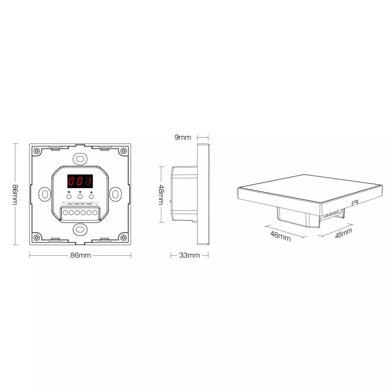 Miboxer LED Smart DALI Pannello touch per temperatura colore DT8 (DP2S)