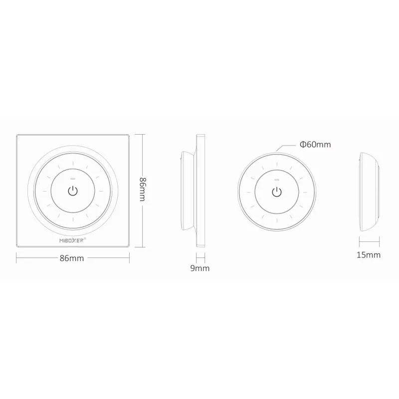 MiBoxer K3-B telecomando a rotella LED dual white 2,4GHz, 4 zone, montaggio a parete