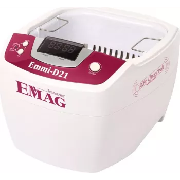 Emag pulitore a ultrasuoni con riscaldamento, serbatoio 2 L, 160 x 90 x 50 mm, 80 W potenza ultrasuoni, controllo digitale di tempo e temperatura, case in plastica