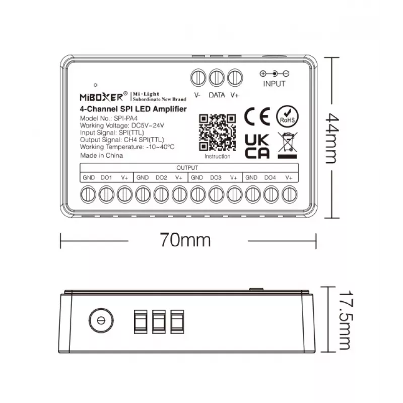 Synergy 21 Pixel LED Controller serie SPI amplificatore/ripetitore 4 canali (SPI-PA4)