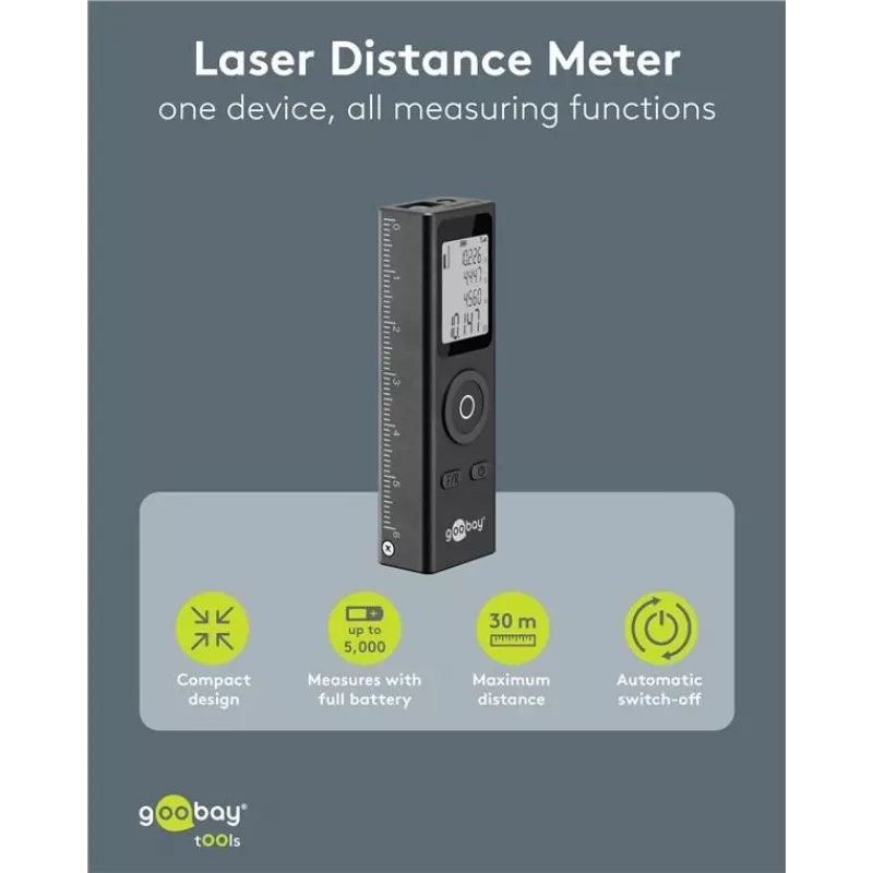 Goobay telemetro laser portata 30 m per misurazione lunghezze (77834)