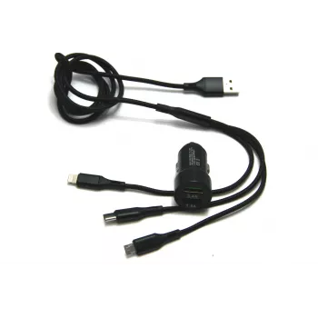 IWH Caricabatterie auto Dual USB 3-in-1 12/24V 3,4A nero (19061)