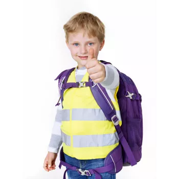 IWH 453502 Gilet di sicurezza per bambini EN 1150, giallo fluorescente, chiusura a velcro, unisex