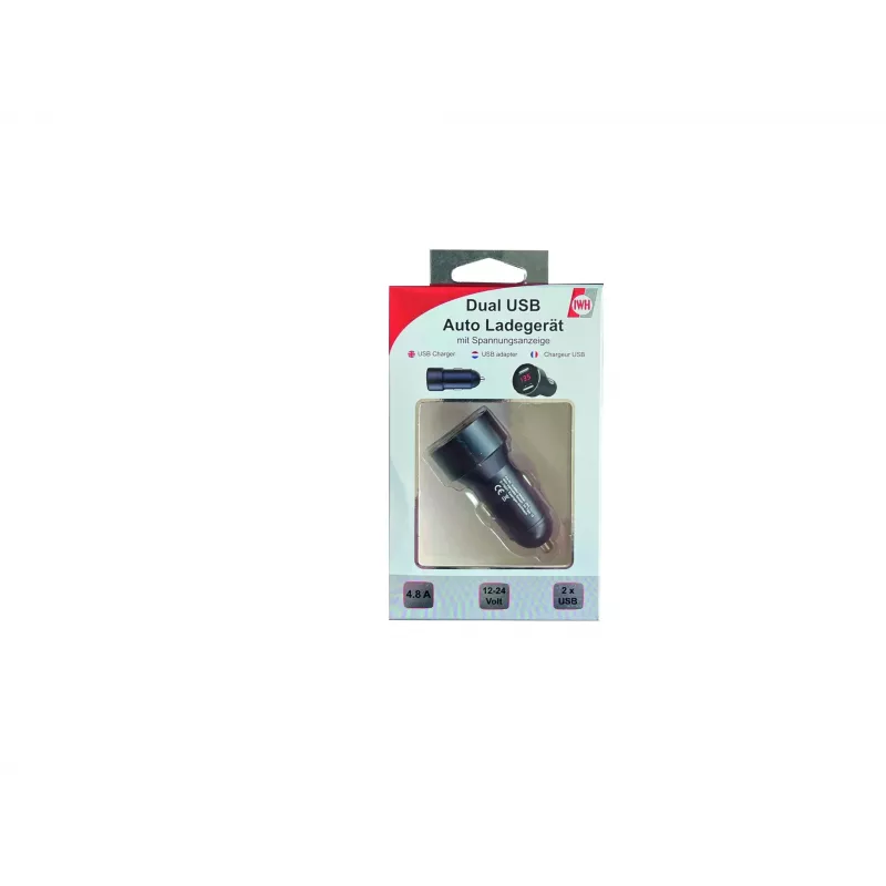IWH caricabatterie auto dual USB con indicatore di tensione 4,8A (019062)