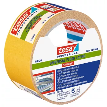tesa 64620-00018-11 nastro biadesivo per posa di moquette, bianco, 10 m x 50 mm