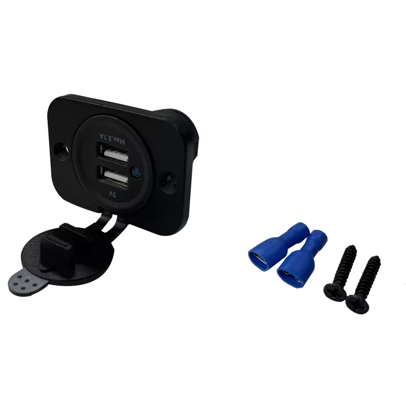 IWH presa doppia USB da incasso 12/24V 2,1A 2x USB-A nero 019006