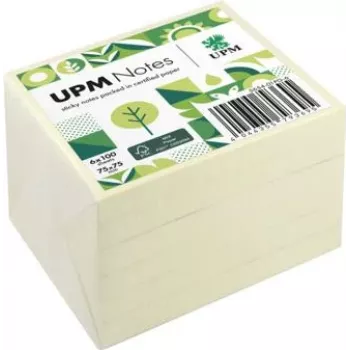 UPM Notes note adesive 5654-01PG-6, 75 x 75 mm, giallo, 100 fogli per blocco, 6 blocchi