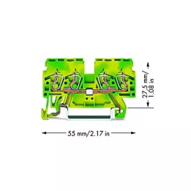 WAGO 870-837 morsetto di terra a 4 conduttori, verde-giallo, non ponticellabile