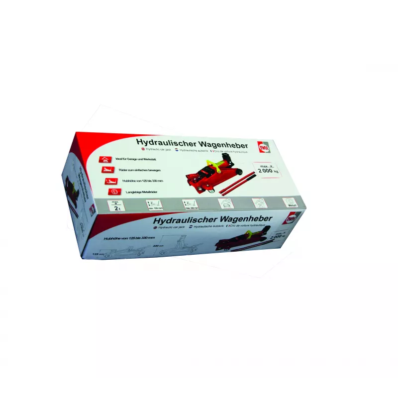 IWH cric sollevatore a carrello 2 t, campo di sollevamento 125–330 mm, rosso, idraulico 010008