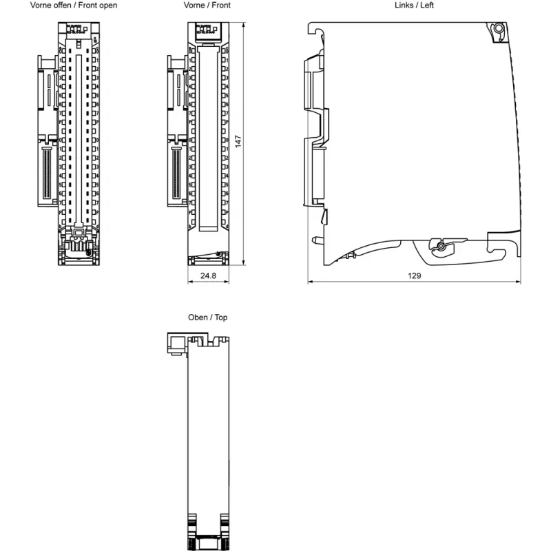 Siemens SIMATIC S7-1500 modulo di uscita digitale DQ 32x24VDC/0,5A, 32 canali, sourcing (PNP), connettore frontale push-in, diagnostica | 6ES75221BL100AA0