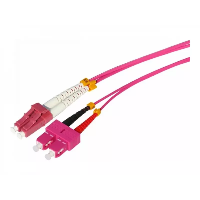 Tecline HD OM4 cavo patch in fibra ottica multimodale, LC su SC duplex, 50/125 µm, viola erica, 1,0 m 798LS01