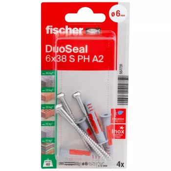 fischer DuoSeal 6 x 38 S PH TX A2 K NV set di tasselli (4 pezzi) 557731