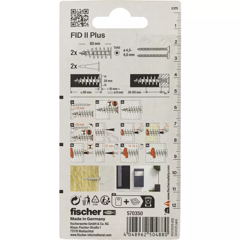 Fischer FID II Plus tassello per isolante 80 mm, 2 pezzi 570350