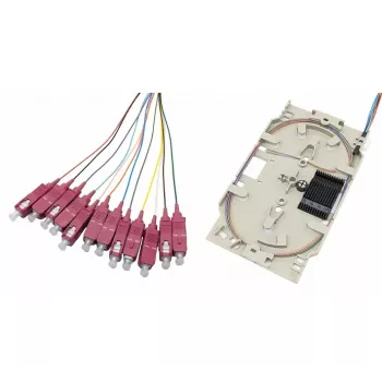 Tecline cassetta di giunzione in fibra ottica con 12x pigtail OM4, SC/UPC, 2,0 m, con codifica a colori, 12 pz. 20500026