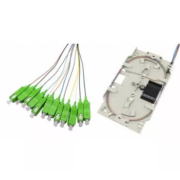 Tecline cassetta di giunzione in fibra ottica con 12x pigtail OM5, SC/UPC, 2,0 m, confezione da 12 20500027