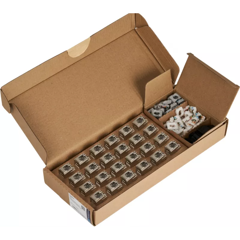 EFB E-20094-24 RJ45 Keystone Slimline/Shortbody Cat.6A certificato a componenti argento, 24 pz.
