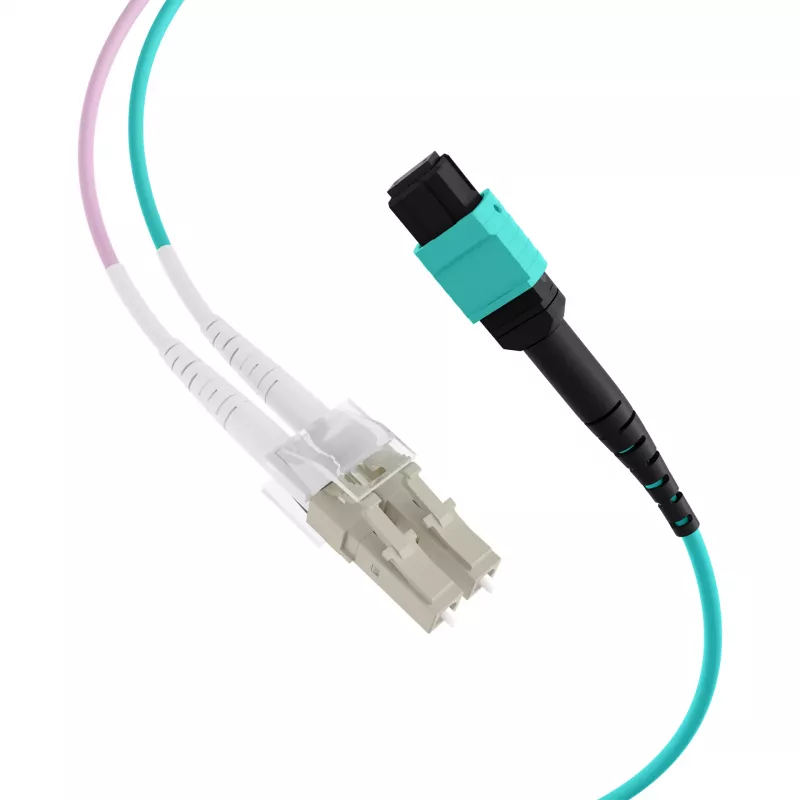 EFB MTP su LC cavo patch fan-out 12 fibre OM3 LSZH Aqua, 7,5 m MTPF12LCOM3-7,5
