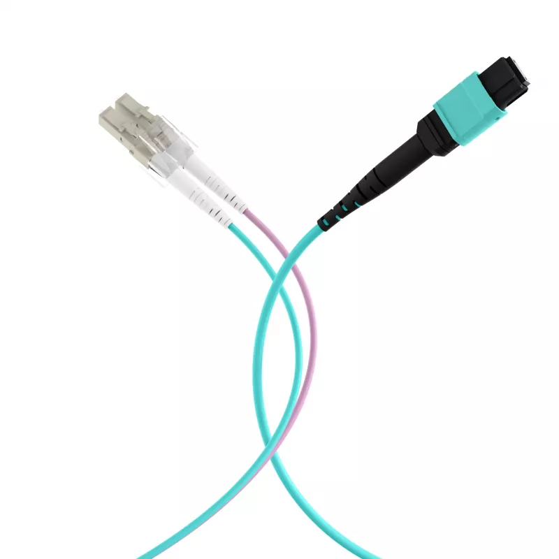EFB MTP su LC cavo patch fan-out 12 fibre OM3 LSZH Aqua, 7,5 m MTPF12LCOM3-7,5