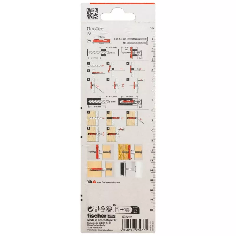 Fischer DuoTec 10 K NV tassello per cavità 50 mm con vite, 1 set 537262
