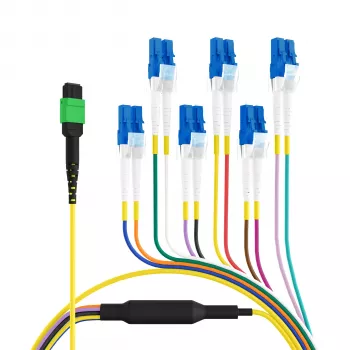 EFB Elektronik cavo trunk MPO-PLUS/APC(F) a LC, OS2 single-mode, 12 fibre, polarità tipo B, LSZH giallo, 1 m MPOF12LCOS2-1