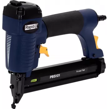 RAPID TOOLS chiodatrice e graffatrice pneumatica PBS121 blu/giallo con valigetta per graffette tipo 606 (12-30 mm) e chiodi tipo 8 5000053
