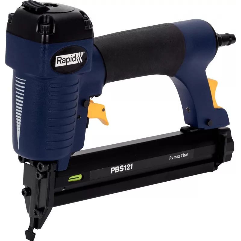 RAPID TOOLS chiodatrice e graffatrice pneumatica PBS121 blu/giallo con valigetta per graffette tipo 606 (12-30 mm) e chiodi tipo 8 5000053