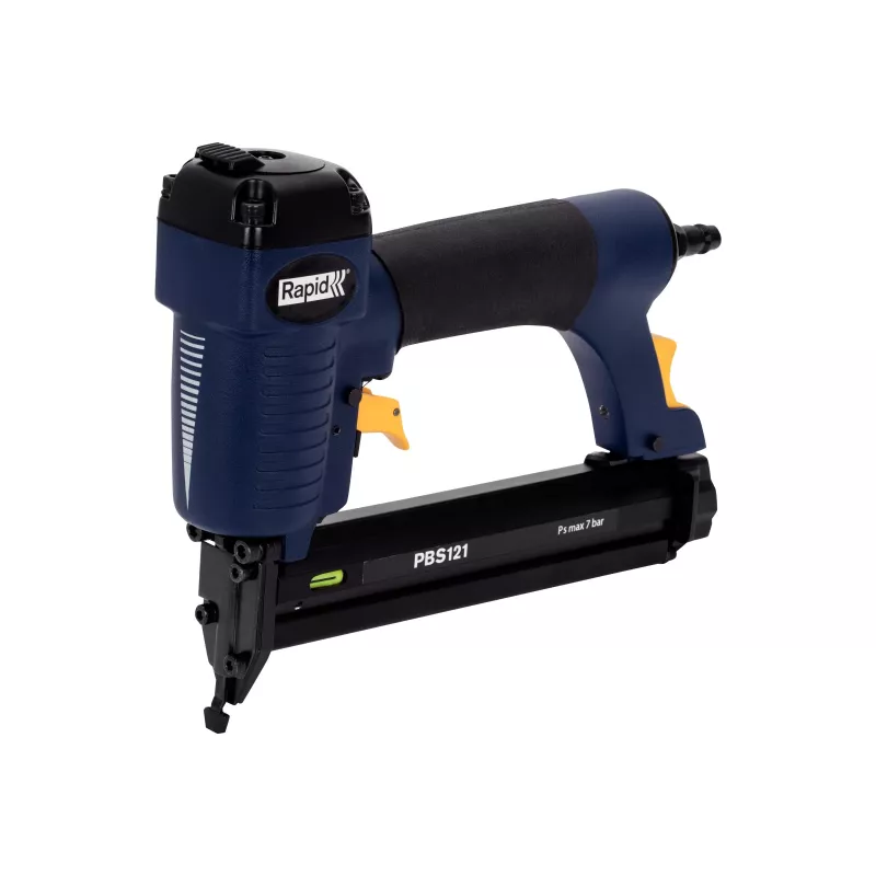 RAPID TOOLS chiodatrice e graffatrice pneumatica PBS121 blu/giallo con valigetta per graffette tipo 606 (12-30 mm) e chiodi tipo 8 5000053