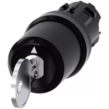 Siemens SIRIUS ACT interruttore a chiave, 22mm, 2 posizioni, a scatto, 90°, anello frontale in plastica nera, chiave SSG10 3SU10005HJ010AA0