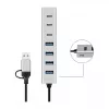 LogiLink Hub USB 3.0, 7 porte, 4x USB-A 3x USB-C, case in alluminio