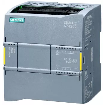 Siemens SIMATIC S7-1200F CPU 1212 FC CPU compatta, 8 DI/4 DO/2 AI, PROFINET, 100 KB memoria di programma, DC/DC/DC, Fail-Safe 6ES72121AF400XB0