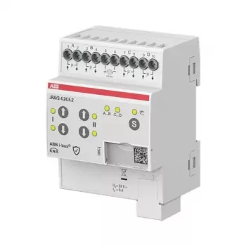 ABB JRA/S4.24.5.2 attuatore KNX per tapparelle/avvolgibili, 4 canali, 24V AC/DC, funzionamento manuale, guida DIN 2CDG110298R0011