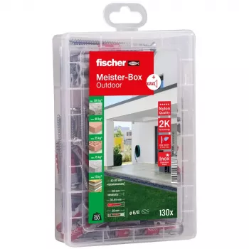 FISCHER pratico assortimento di tasselli e viti per esterni e ambienti umidi 130 pezzi 561385