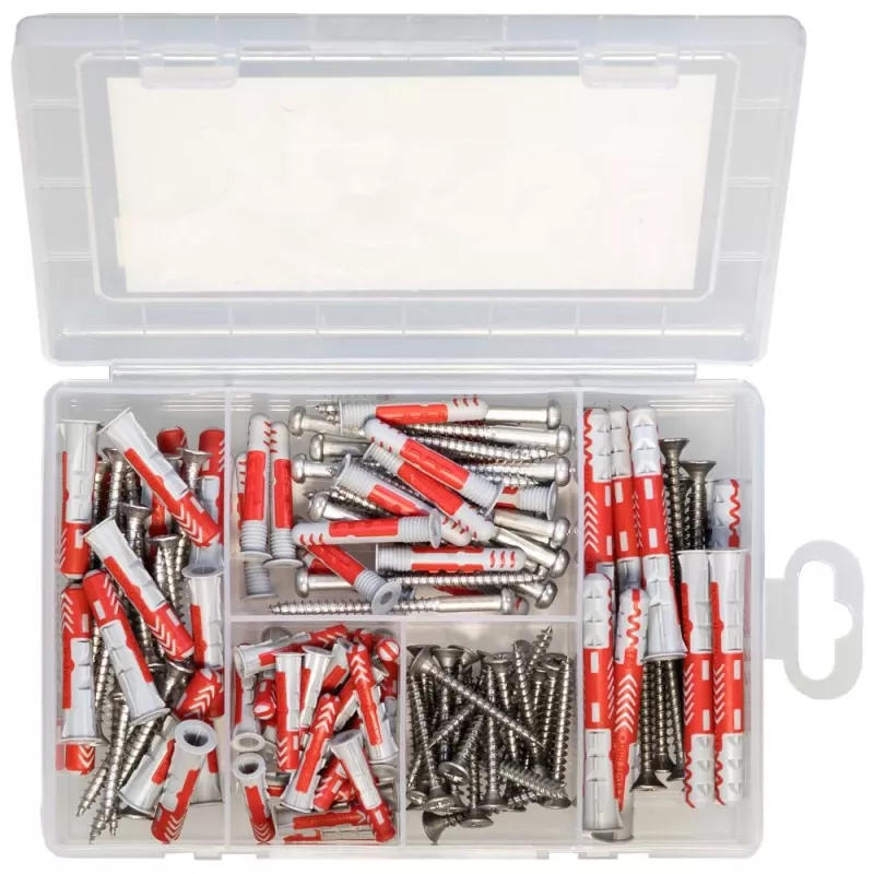 FISCHER pratico assortimento di tasselli e viti per esterni e ambienti umidi 130 pezzi 561385