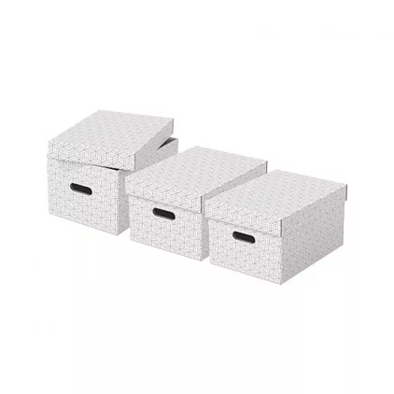 LEITZ 628282 scatola contenitore Home Medium, set da 3 pezzi, bianco, cartone ondulato 100% riciclato, coperchio rimovibile, impilabile