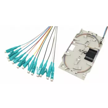 Tecline cassetta splice in fibra ottica con 12x pigtail OM3 LC/UPC, 2,0 m, multicolore, confezione da 12 20500030