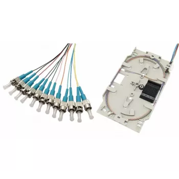 Tecline cassetta splice in fibra ottica con 12x pigtail OM3, ST/UPC, 2,0 m, 12 pezzi (20500035)
