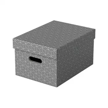 Esselte Home Scatola portaoggetti M, 17,5 L, 26,5 x 36,5 x 20,5 cm, confezione da 3, bianco/grigio (628283)