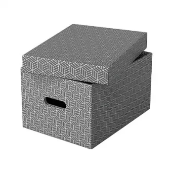 Esselte Home Scatola portaoggetti M, 17,5 L, 26,5 x 36,5 x 20,5 cm, confezione da 3, bianco/grigio (628283)