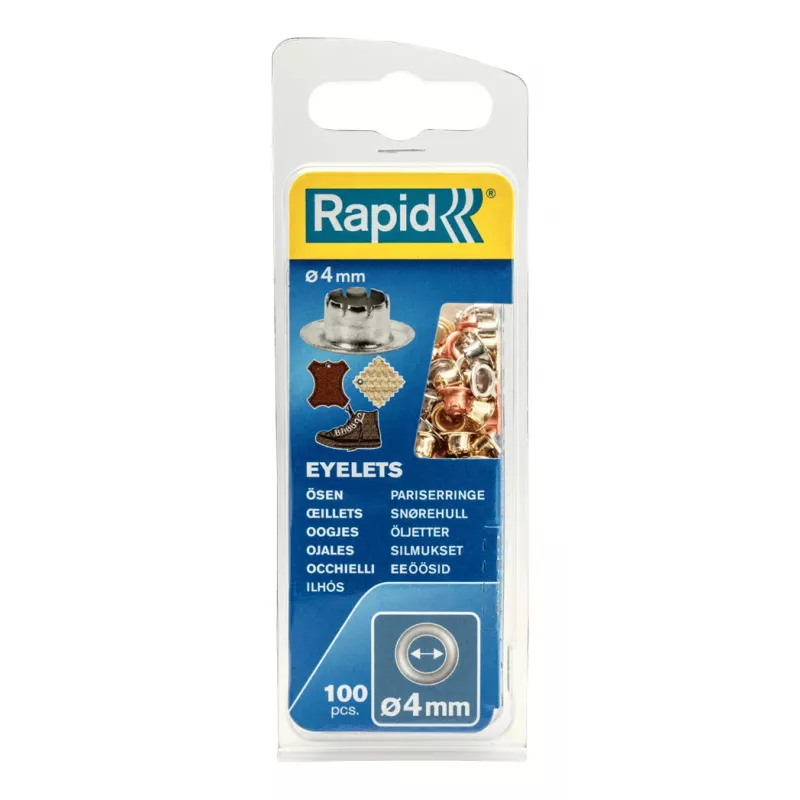 Rapid 5000409 Occhielli, 4 mm, colori assortiti, 100 pezzi