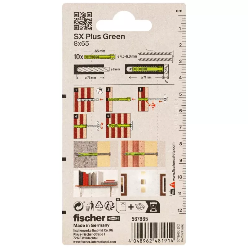 Fischer SX Plus Green tassello 65 mm 8 mm 567865 1 pz.