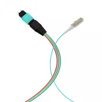 MPO-PLUS (M) su LC cavo fanout OM3 12 fibre tipo B LSZH aqua 1m MPOM12LCOM3-1