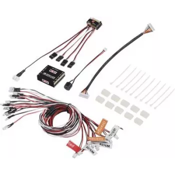 Reely Unità luminosa LED bianco, arancione, rosso (RE-5631027) – sistema di illuminazione per modelli RC 10-LED, LED da 5 mm, 4,8-6V