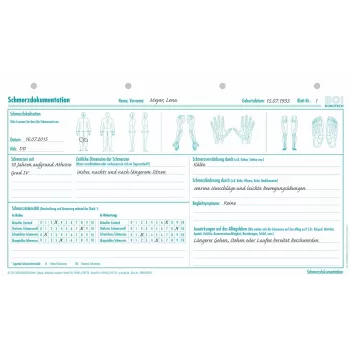 BOI Dokutech moduli per documentazione del dolore, A4, 50 fogli, fogli sciolti, bianco 9206-00239