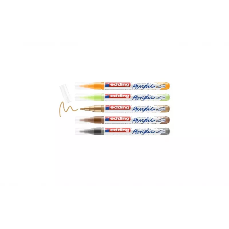 Edding 5300 set pennarelli acrilici punta fine 5 colori diversi 4-5300-5S-1