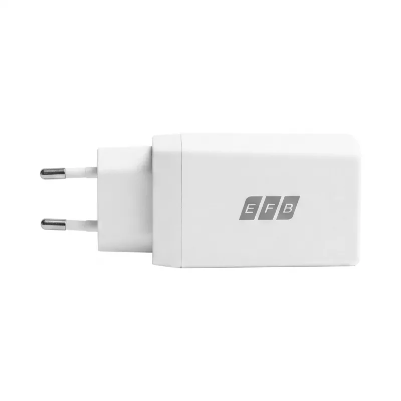 EFB Elektronik caricabatterie da parete GaN 65W 2x USB-C + USB-A PD3.0 QC3.0 bianco G651A2CE