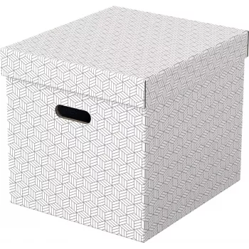 LEITZ Home Cube set di 3 scatole contenitore, bianco, cartone ondulato 100% riciclato, coperchio rimovibile 628288
