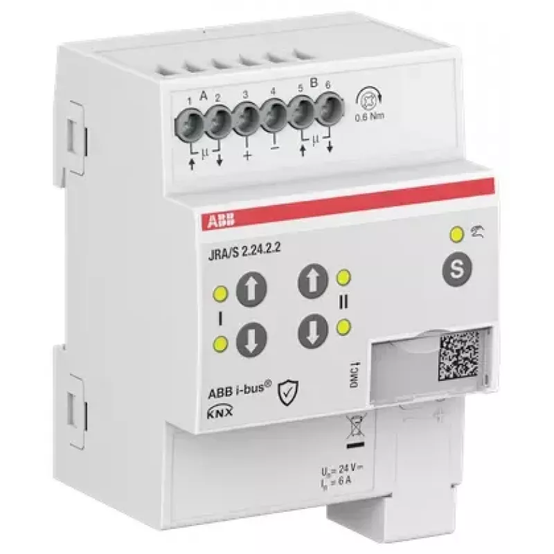 ABB JRA/S2.24.2.2 attuatore per tapparelle/veneziane, 2 canali, 24V, funzionamento manuale, KNX 2CDG110295R0011