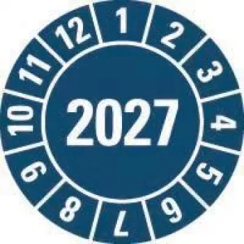 HEIN Industrieschilder etichetta di verifica 2027, blu, film autoadesivo, rotonda 20 mm, 500 per rotolo 189463