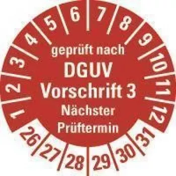 HEIN Industrieschilder etichetta di verifica DGUV V3 NP26-31, rotonda 20 mm, adesivo permanente, bianco, 500/rotolo 185658