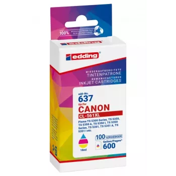EDDING EDD-637 cartuccia inchiostro tri-colour compatibile con Canon CL-561XL (alta resa, 12,8 ml, 300 pagine)